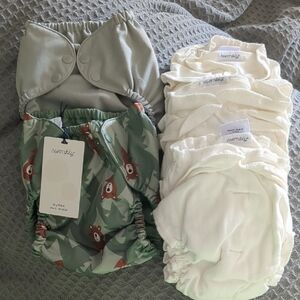 Size 2 Essembly Cloth Diapers Set in Gray and Peek-a-Bear